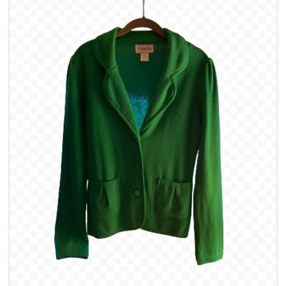 Chadwick women’s kelly green, knit, fabric, structured blazer,med - Picture 1 of 5